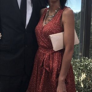 Wrap rust polka dot maxi dress